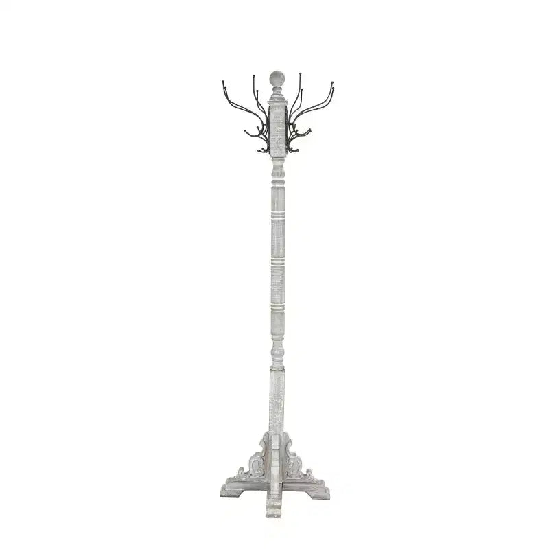 Porte-manteau rustique sur pied gris - Olivia & May : porte-chapeau, aucun assemblage requis