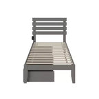 Lit double Oxford avec chargeur USB turbo et 2 tiroirs XL gris – AFI : cadre en bois dur, finition peinte, capacité de 272 kg
