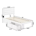 Lit double AFI Twin Oxford avec chargeur USB Turbo : 2 tiroirs sous le lit, sommier tapissier non requis