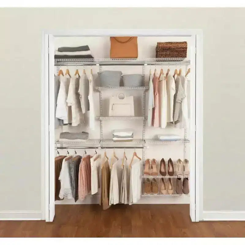 Kit de rangement pour placard en fil métallique blanc Rubbermaid FastTrack, configuration de 1,8 m à 3 m de large