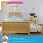 Lit jumeau Max & Lily avec lit gigogne, lit plateforme classique en bois massif avec rangement