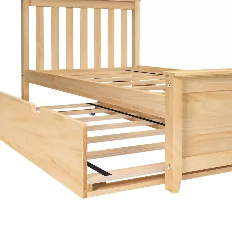 Lit jumeau Max & Lily avec lit gigogne, lit plateforme classique en bois massif avec rangement