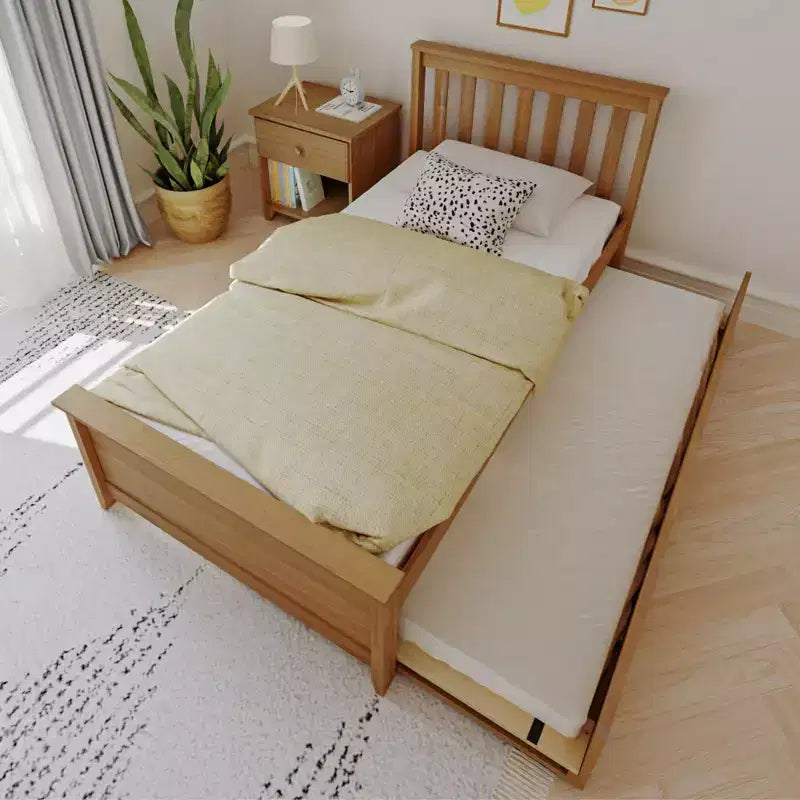 Lit jumeau Max & Lily avec lit gigogne, lit plateforme classique en bois massif avec rangement