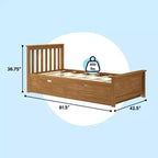 Lit jumeau Max & Lily avec lit gigogne, lit plateforme classique en bois massif avec rangement