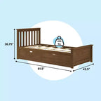 Lit jumeau Max & Lily avec lit gigogne, lit plateforme classique en bois massif avec rangement