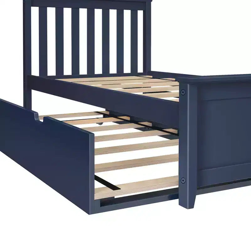 Lit jumeau Max & Lily avec lit gigogne, lit plateforme classique en bois massif avec rangement