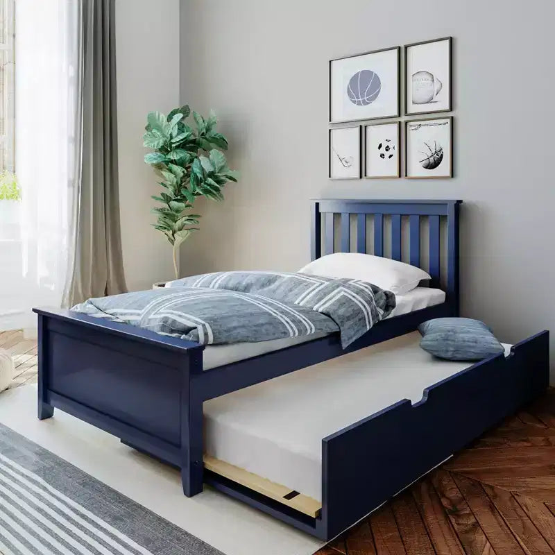 Lit jumeau Max & Lily avec lit gigogne, lit plateforme classique en bois massif avec rangement