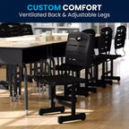 Chaise d'élève noire réglable en hauteur Flash Furniture Nila avec piétement piédestal noir pour l'école, la salle de classe, l'apprentissage à distance