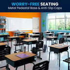 Chaise d'élève noire réglable en hauteur Flash Furniture Nila avec piétement piédestal noir pour l'école, la salle de classe, l'apprentissage à distance