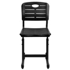 Chaise d'élève noire réglable en hauteur Flash Furniture Nila avec piétement piédestal noir pour l'école, la salle de classe, l'apprentissage à distance