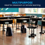 Chaise d'élève noire réglable en hauteur Flash Furniture Nila avec piétement piédestal noir pour l'école, la salle de classe, l'apprentissage à distance