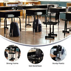 Chaise d'élève noire réglable en hauteur Flash Furniture Nila avec piétement piédestal noir pour l'école, la salle de classe, l'apprentissage à distance