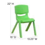 Flash Furniture Lot de 4 Chaises d'école empilables en plastique, hauteur d'assise 30,5 cm