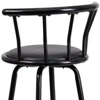 Tabouret de bar Flash Furniture à dossier Couronne, en métal noir avec siège pivotant en vinyle noir.