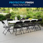 Ensemble table pliante de réception/formation Flash Furniture Kathryn 2,4 m en plastique aspect granit blanc avec 10 chaises pliantes
