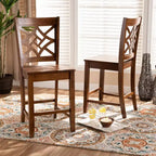 Lot de 2 tabourets de bar hauteur comptoir Nicolette en bois - Baxton Studio