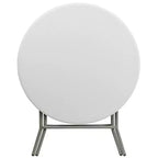 Table pliante ronde Emma et Oliver de 0,80 m en plastique blanc aspect granit - Table événementielle