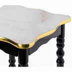 Table d'appoint carrée en bois Fabulaxe, Table d'appoint décorative pour salon, Or, noir et blanc