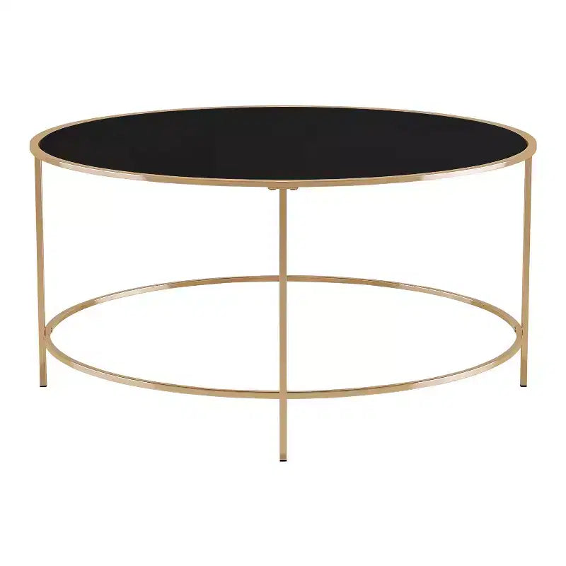 Table basse ronde Kincross avec plateau en verre - miBasics