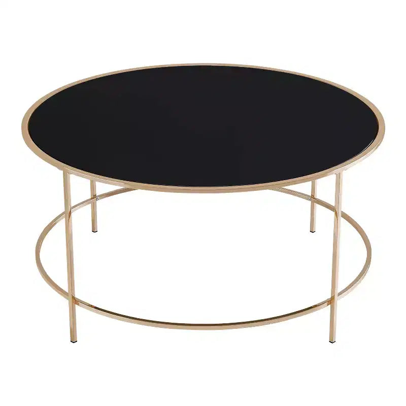 Table basse ronde Kincross avec plateau en verre - miBasics