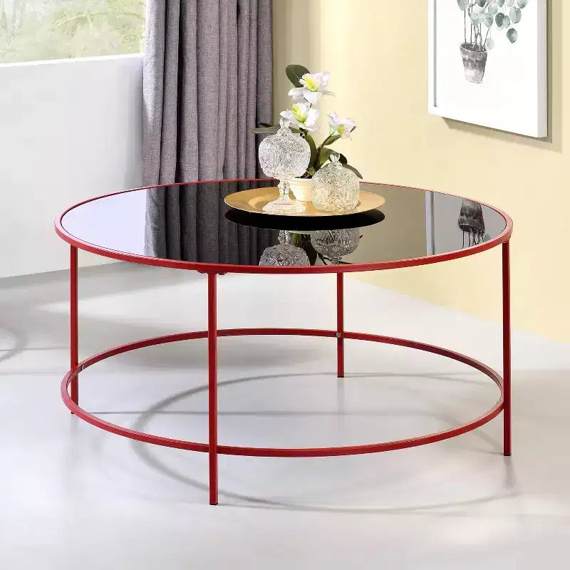 Table basse ronde Kincross avec plateau en verre - miBasics