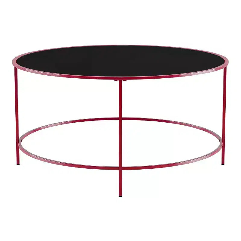 Table basse ronde Kincross avec plateau en verre - miBasics