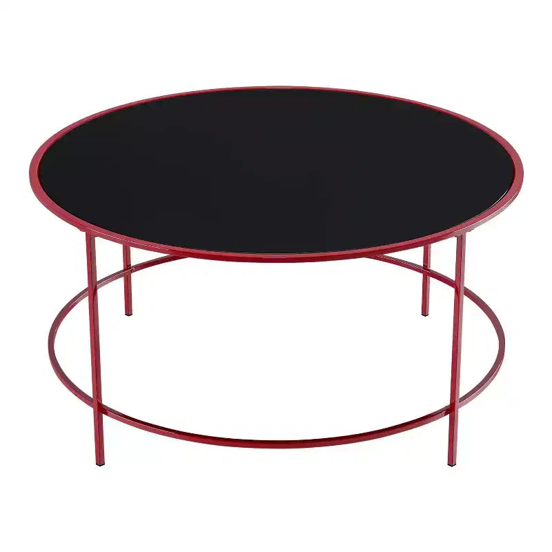 Table basse ronde Kincross avec plateau en verre - miBasics