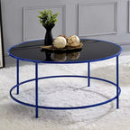 Table basse ronde Kincross avec plateau en verre - miBasics