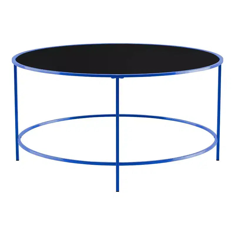 Table basse ronde Kincross avec plateau en verre - miBasics