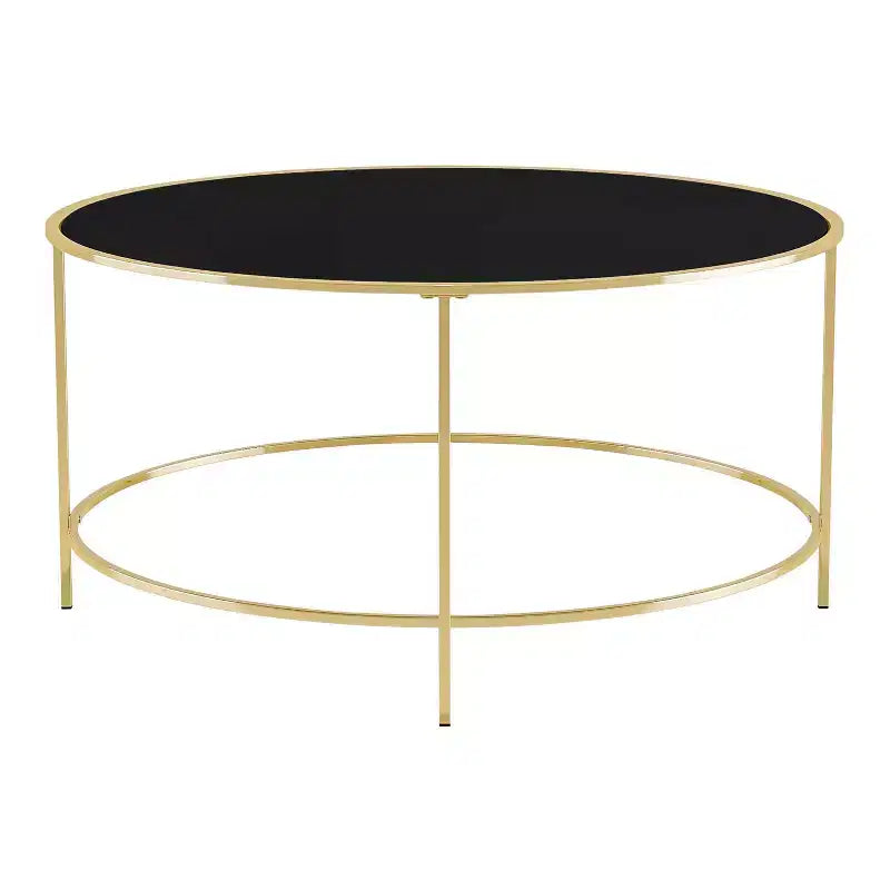 Table basse ronde Kincross avec plateau en verre - miBasics