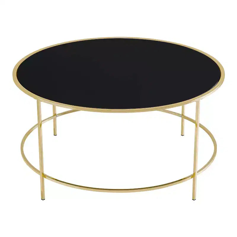 Table basse ronde Kincross avec plateau en verre - miBasics