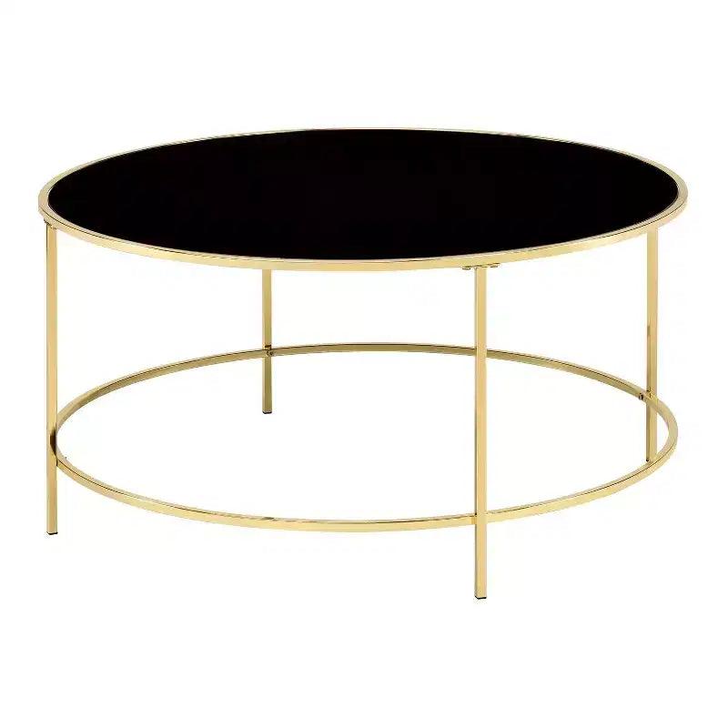 Table basse ronde Kincross avec plateau en verre - miBasics