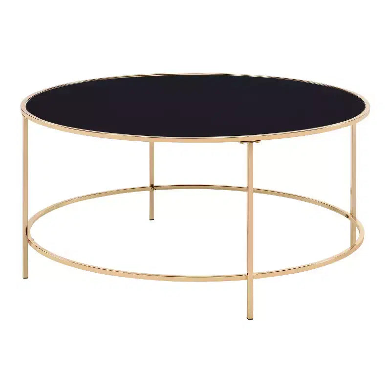 Table basse ronde Kincross avec plateau en verre - miBasics