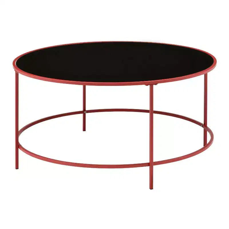 Table basse ronde Kincross avec plateau en verre - miBasics