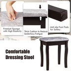 Coiffeuse Costway avec 10 ampoules dimmables, interrupteur tactile, tabouret rembourré Blanc/Noir/Marron