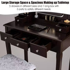 Coiffeuse Costway avec 10 ampoules dimmables, interrupteur tactile, tabouret rembourré Blanc/Noir/Marron