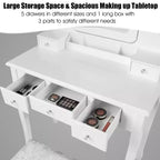 Coiffeuse Costway avec 10 ampoules dimmables, interrupteur tactile, tabouret rembourré Blanc/Noir/Marron