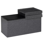 Costway Pouf de Rangement Pliant 76 cm avec Couvercle Relevable Banc de Bout de Lit Capacité 80L Gris Clair/Gris Foncé