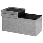 Costway Pouf de Rangement Pliant 76 cm avec Couvercle Relevable Banc de Bout de Lit Capacité 80L Gris Clair/Gris Foncé