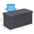 Costway Pouf de Rangement Pliant 76 cm avec Couvercle Relevable Banc de Bout de Lit Capacité 80L Gris Clair/Gris Foncé