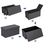 Costway Pouf de Rangement Pliant 76 cm avec Couvercle Relevable Banc de Bout de Lit Capacité 80L Gris Clair/Gris Foncé