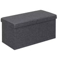 Costway 30'' Folding Storage Ottoman W/Lift Top Bed End Bench 80L Capacity Light Grey\Dark Grey