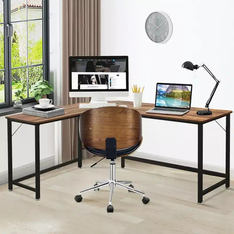 Costway Bureau d'angle en L poste de travail d'étude table de jeu pour bureau à domicile