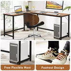 Costway Bureau d'angle en L poste de travail d'étude table de jeu pour bureau à domicile