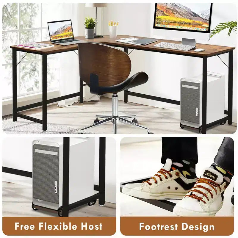 Costway Bureau d'angle en L poste de travail d'étude table de jeu pour bureau à domicile