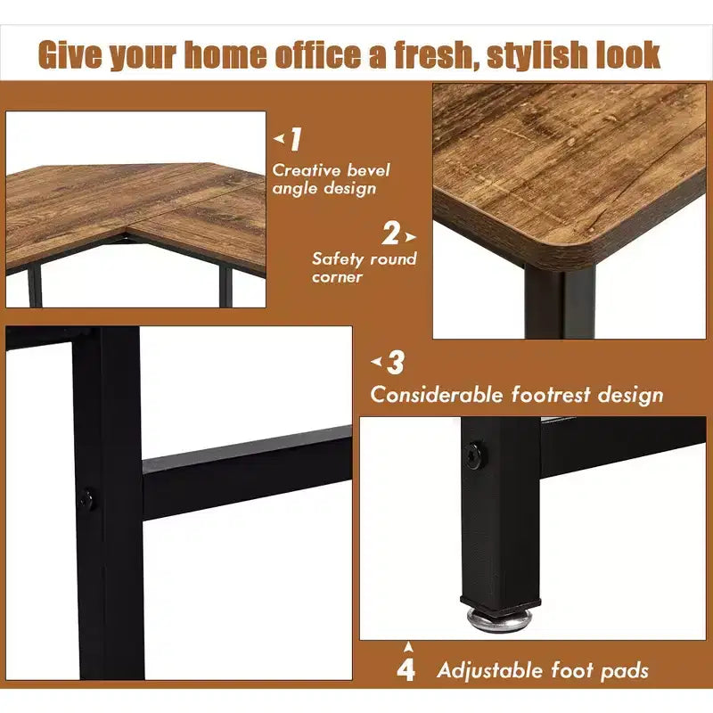 Costway Bureau d'angle en L poste de travail d'étude table de jeu pour bureau à domicile