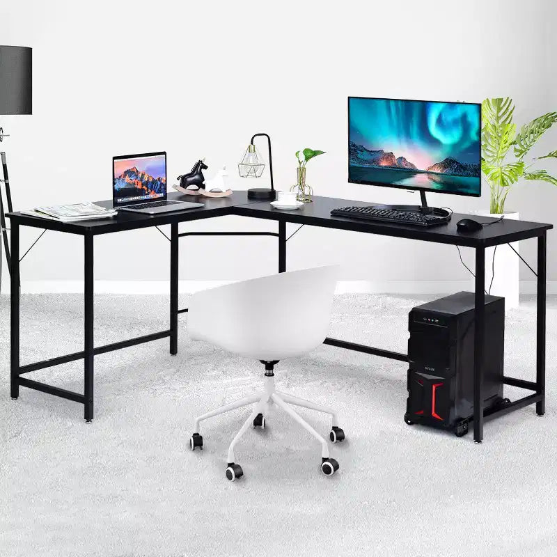 Costway Bureau d'angle en L poste de travail d'étude table de jeu pour bureau à domicile