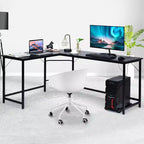 Costway Bureau d'angle en L poste de travail d'étude table de jeu pour bureau à domicile