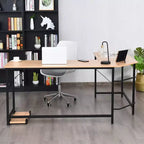 Costway Bureau d'angle en L poste de travail d'étude table de jeu pour bureau à domicile