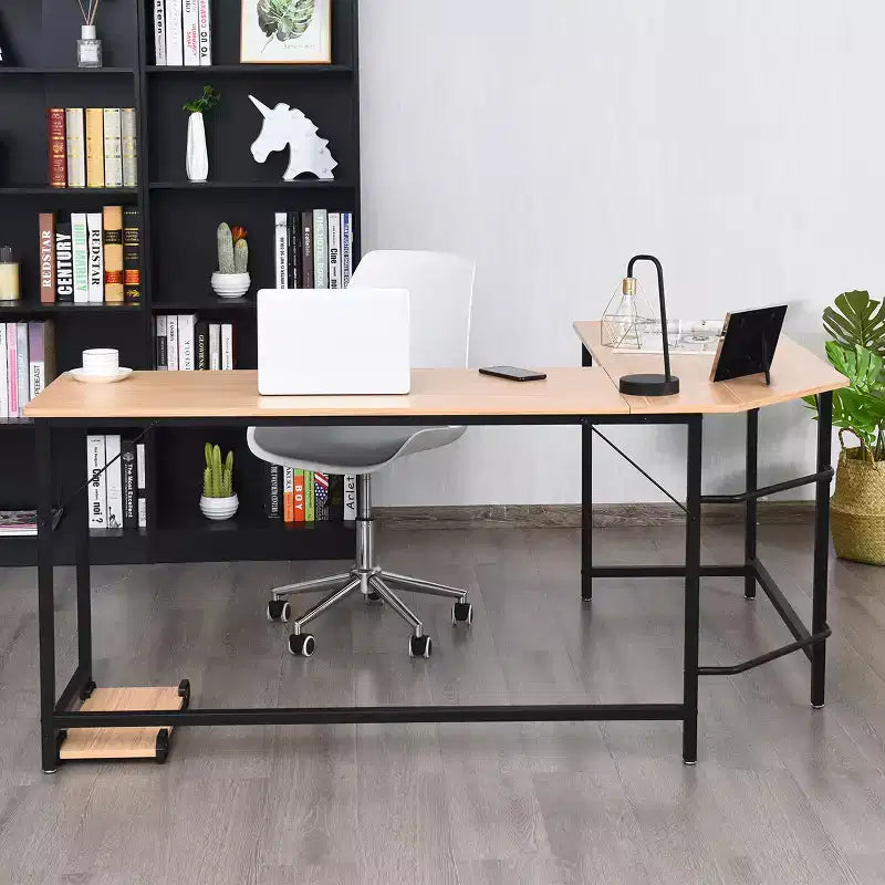 Costway Bureau d'angle en L poste de travail d'étude table de jeu pour bureau à domicile